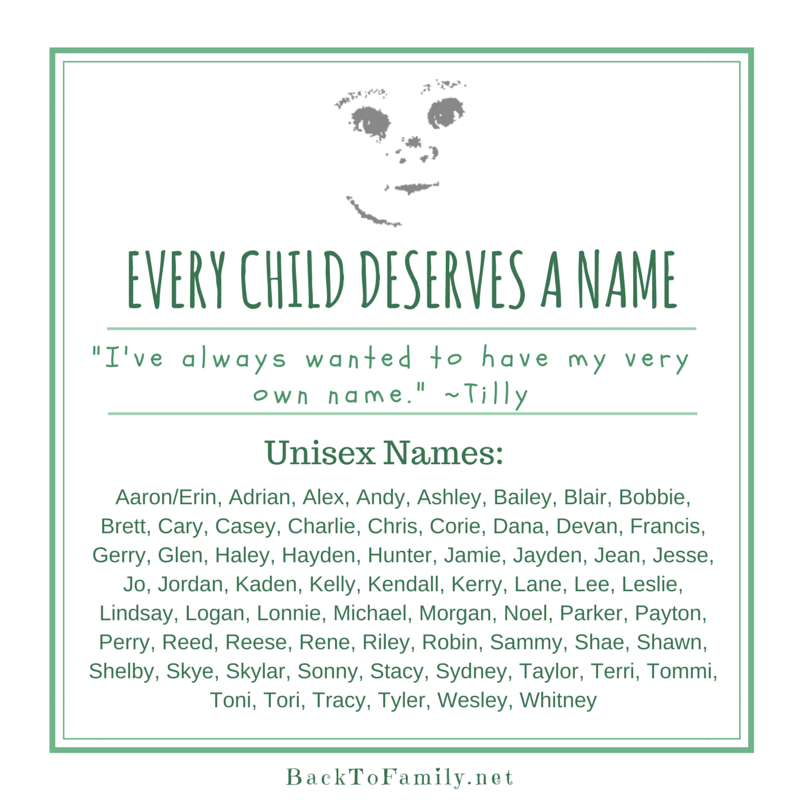Every Child Deserves a Name~ BackToFamily.net