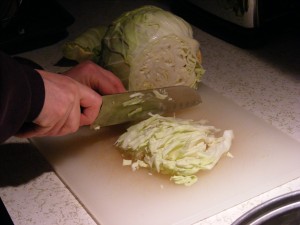 shredding cabbage
